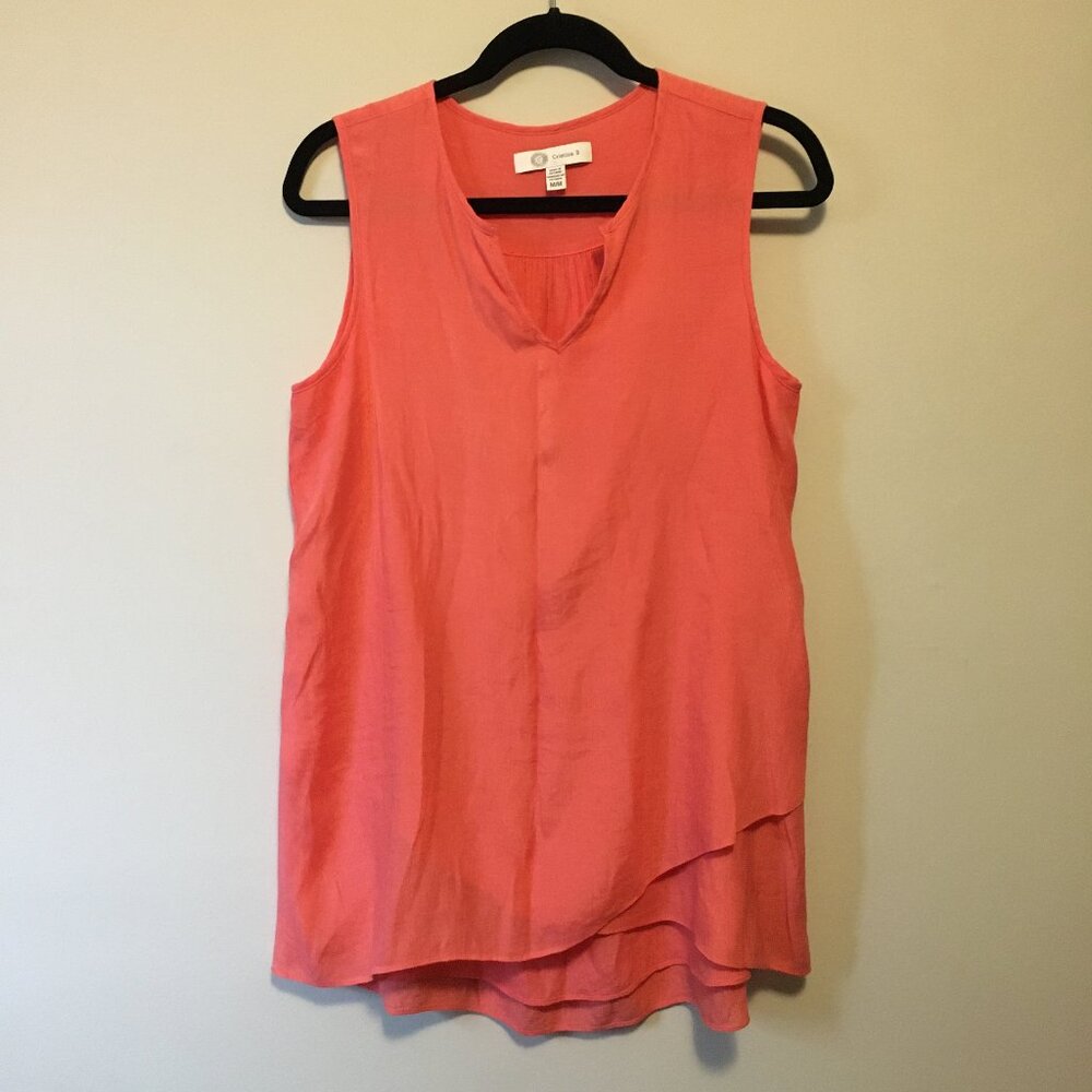 Christina B Coral Pink Coastal Sleeveless Layered Tunic Top M